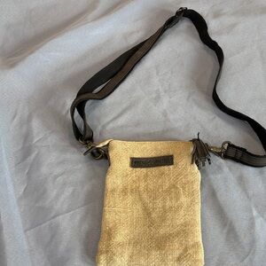 Village Collection Gold Crossbody Bag with Black Strap